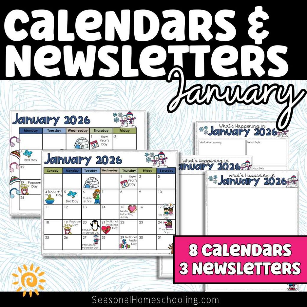 Editable January Calendars & Classroom Newsletters sampling of what is included in the set