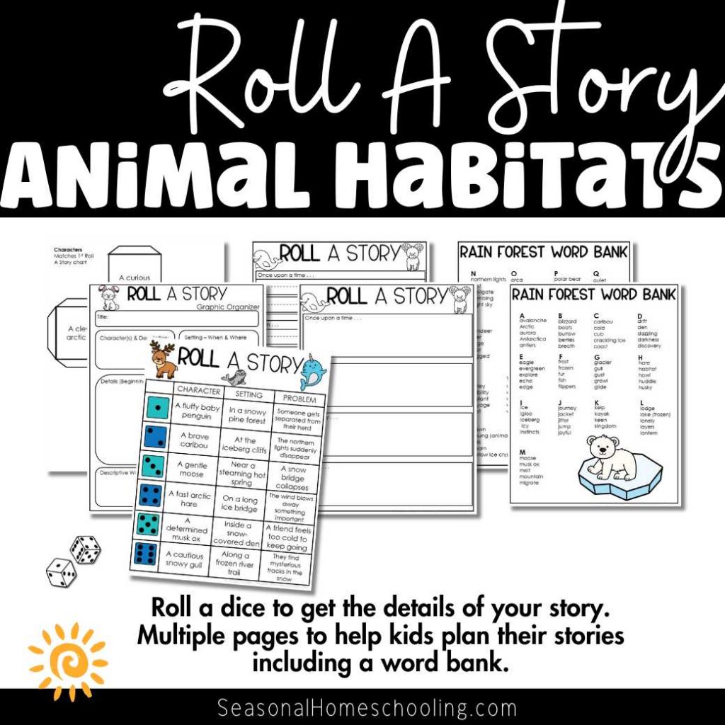 Animal Habitats Roll A Story | Creative Writing Activities Graphic Organizers