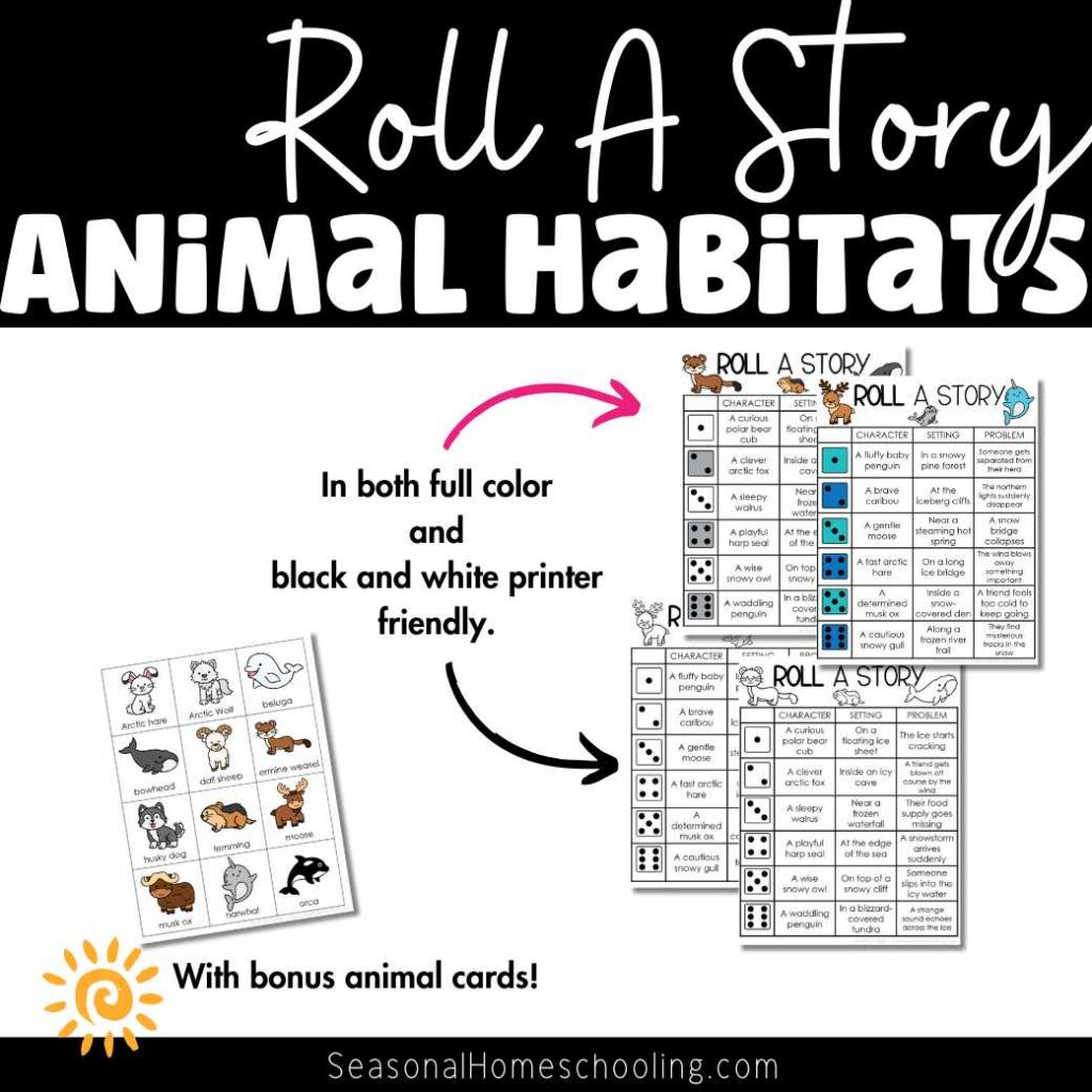 Animal Habitats Roll A Story | Creative Writing Activities Graphic Organizers