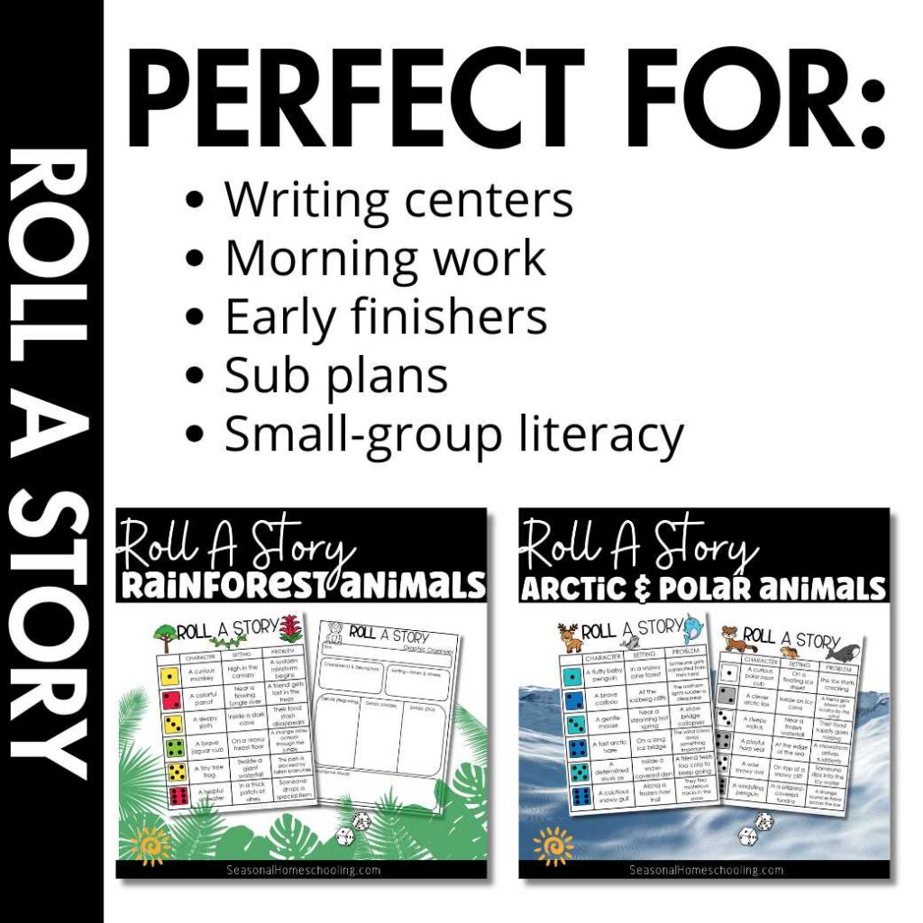 Animal Habitats Roll A Story | Creative Writing Activities Graphic Organizers