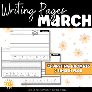 Sampling of pages included in the March Writing Prompts