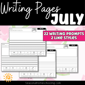 July Writing Prompts | Daily Journal  | Summer Writing Activities for Grades 1–4