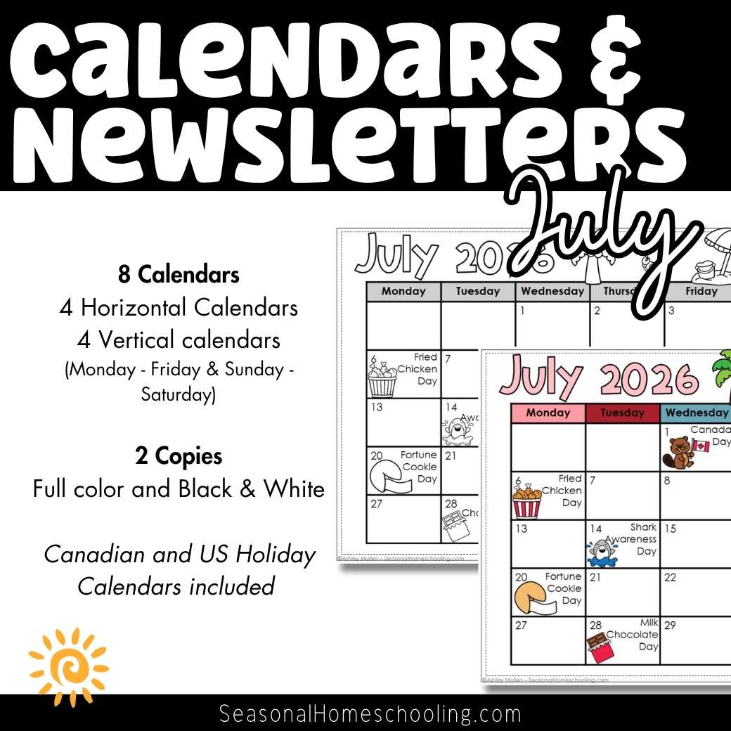 Editable July Calendars & Classroom Newsletters Grades K–2 | Fun Holidays - Image 2