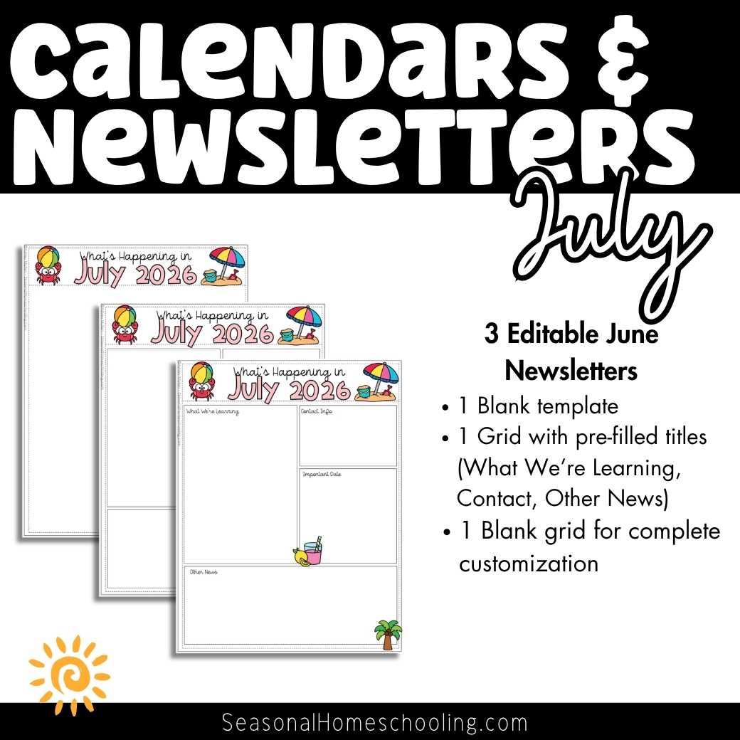 Editable July Calendars & Classroom Newsletters Grades K–2 | Fun Holidays - Image 3