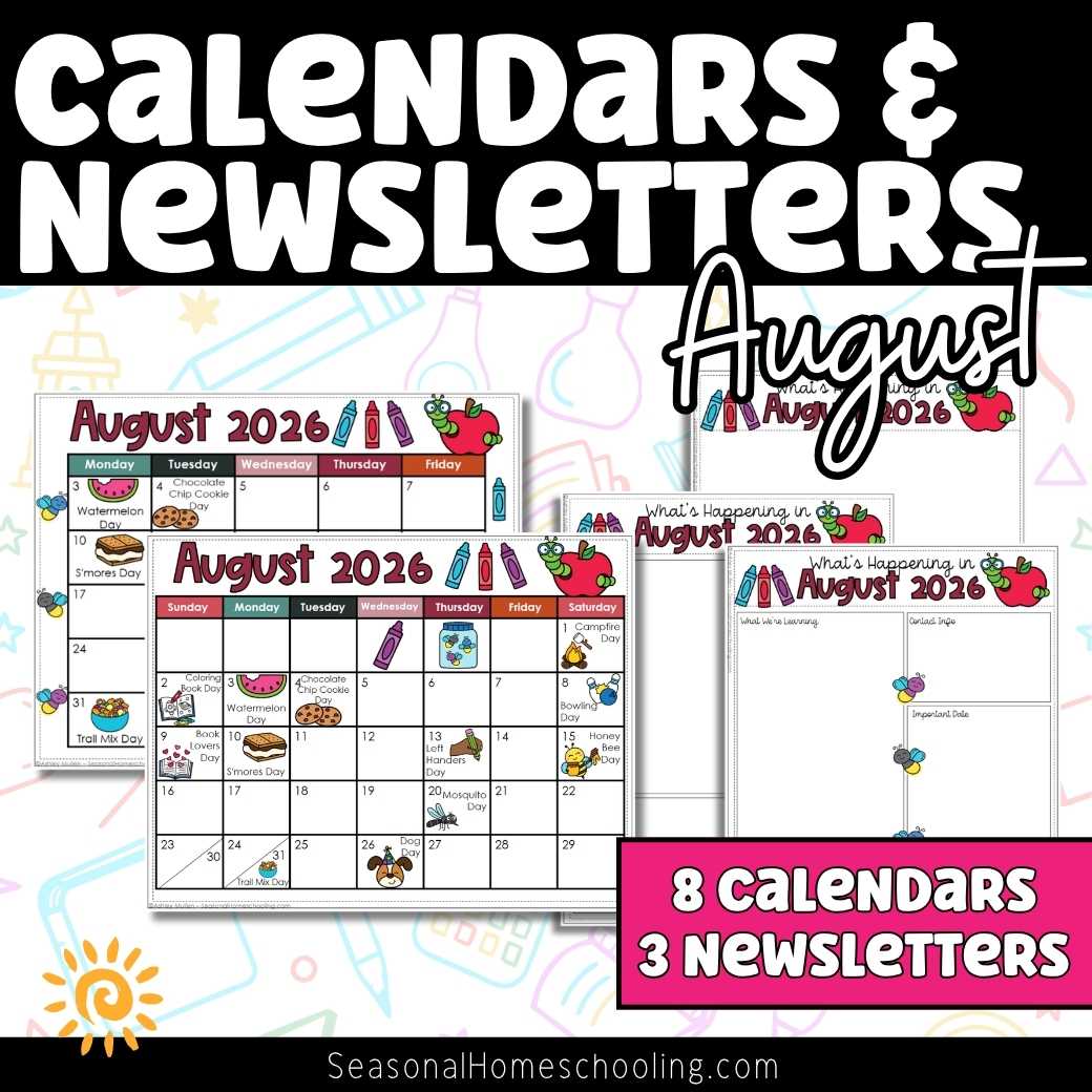 Editable August Calendars & Classroom Newsletters Grades K–2 | Fun Holidays