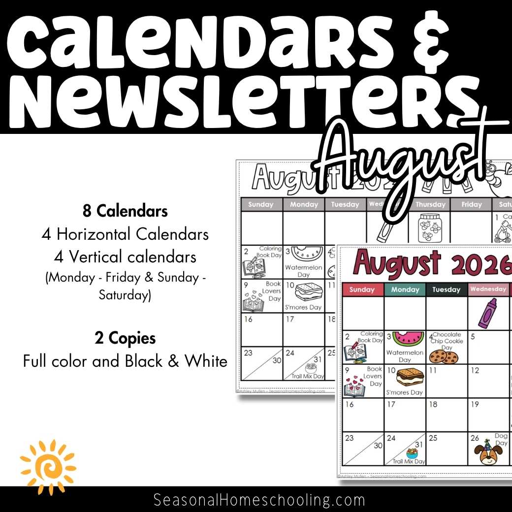 Editable August Calendars & Classroom Newsletters Grades K–2 | Fun Holidays - Image 2