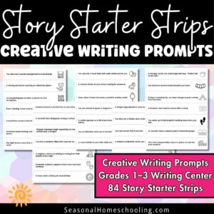 Story Starter Strips | 84 Creative Writing Prompts for 2nd Grade and 3rd Grade