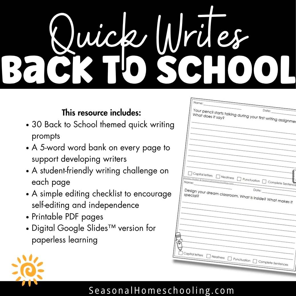 Back to School Daily Quick Writes | Writing Prompts with Word Banks | Grades 1–2 - Image 2