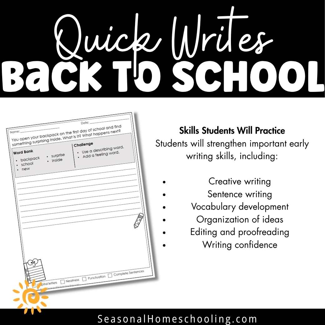 Back to School Quick Writes | Writing Prompts with Word Banks | Grades 1–2 - Image 2