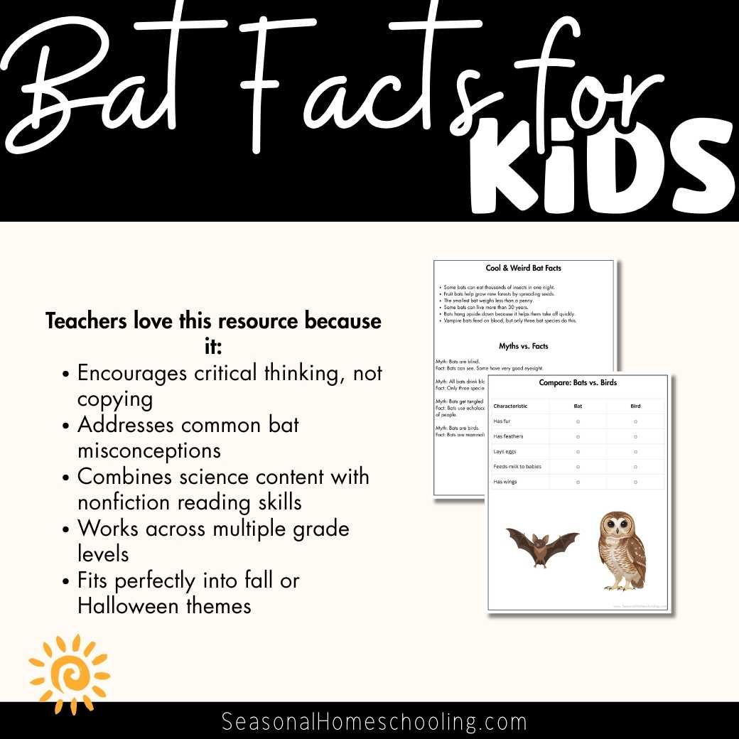 Bat Facts for Kids Printable Mini Unit | Informational Reading + Activities - Image 3